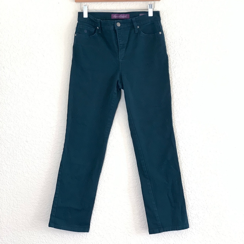 Gloria Vanderbilt | Teal denim high rise rigid straight leg jeans size 4P